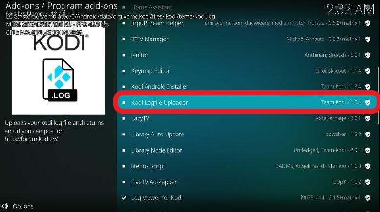 Kodi Logfile Uploader