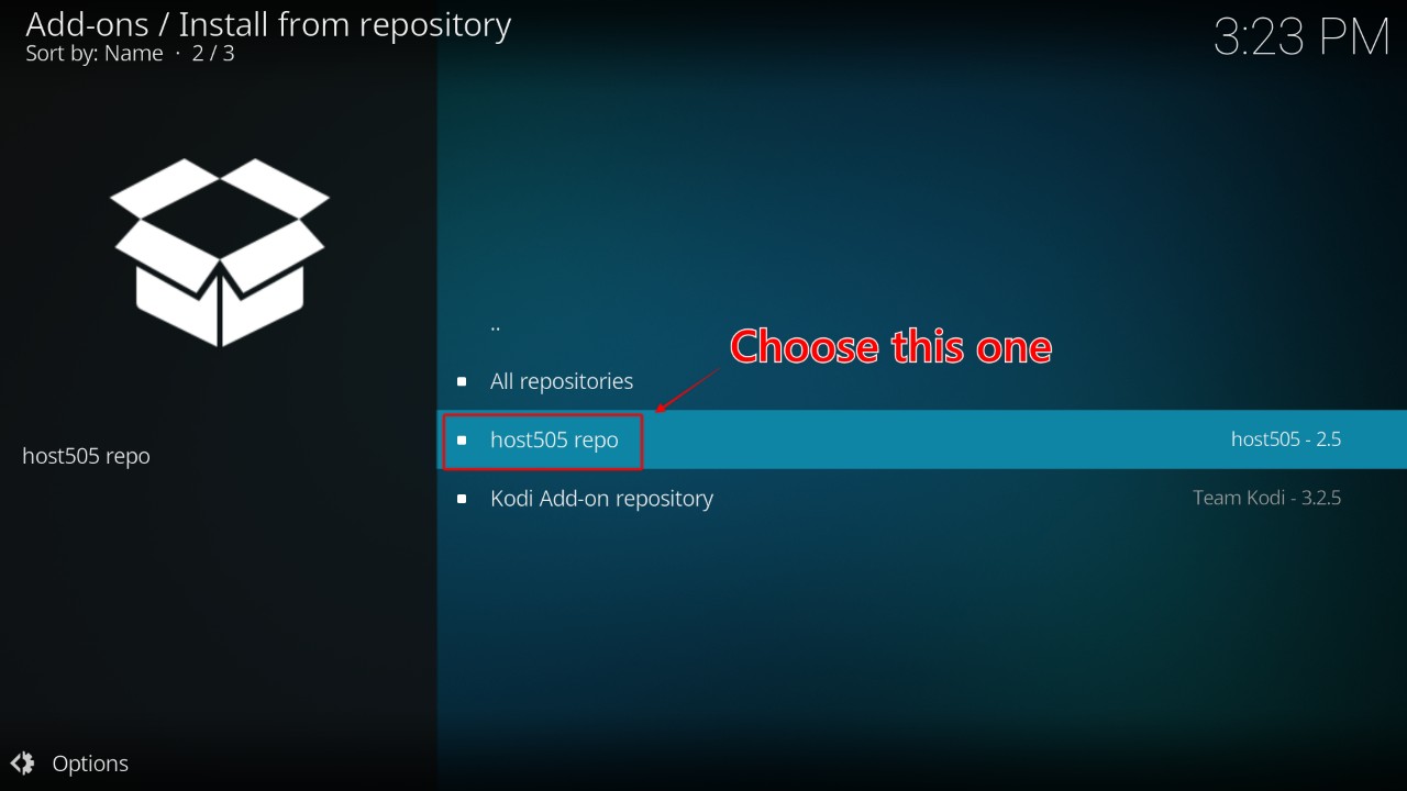 Kodi's Install from repository menu with The Oath repo highlighted