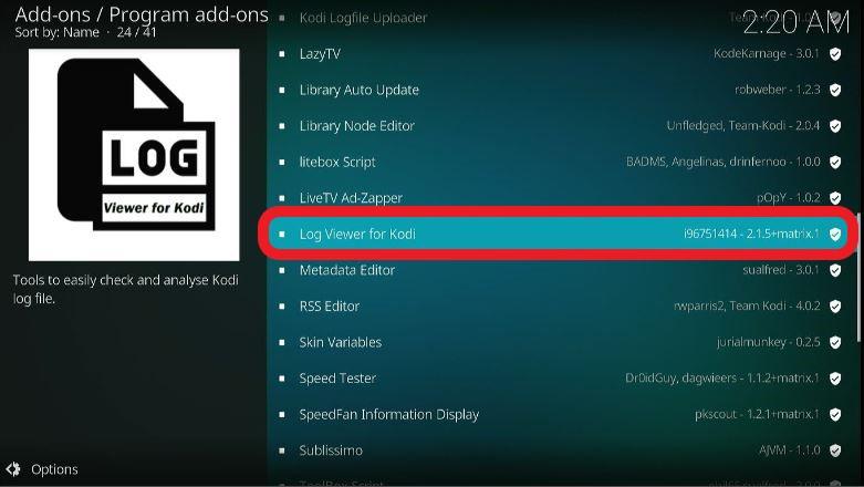 Log Viewer for Kodi