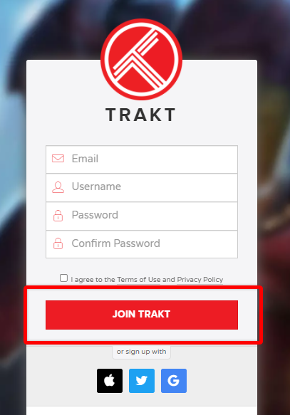 Login Interface Trakt