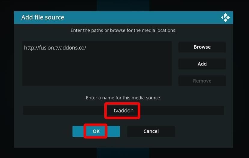 Naming URL fusion.tvaddons.co in Kodi add source window