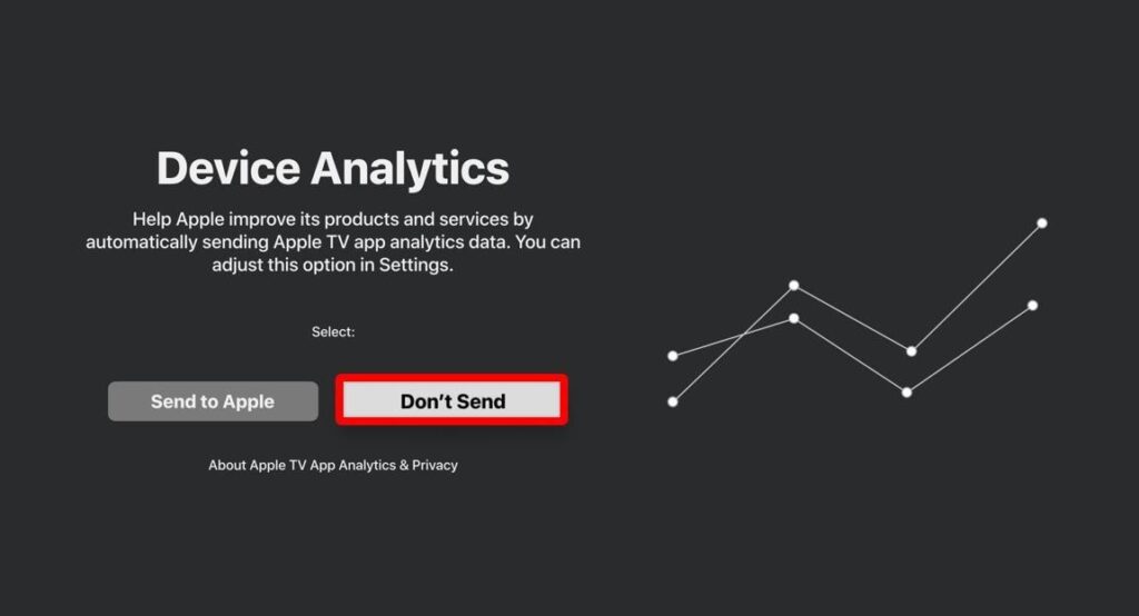 Permission screen for sending analytical data to Apple