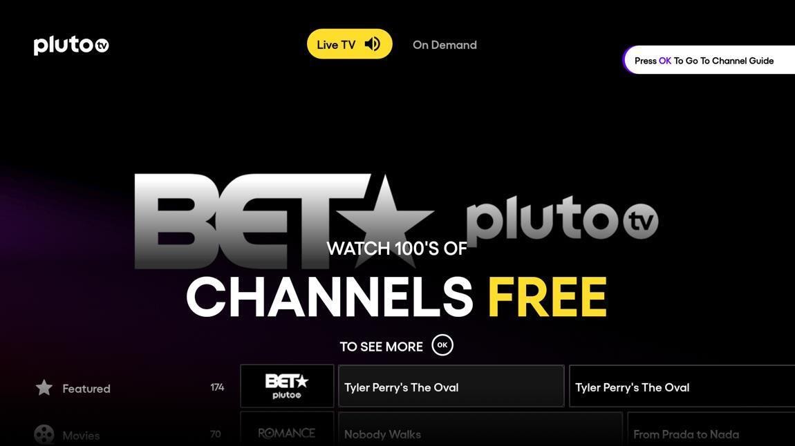 Pluto TV app launch screen for Firestick