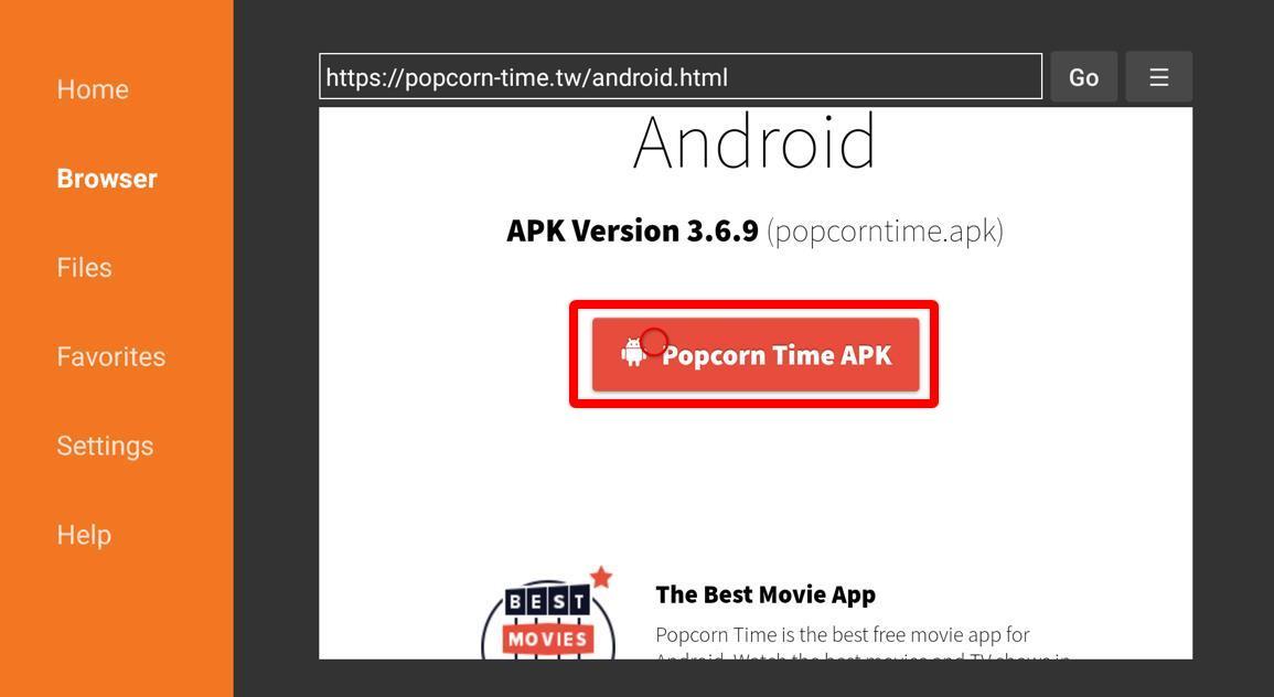 Popcorn Time Apk Highlighted