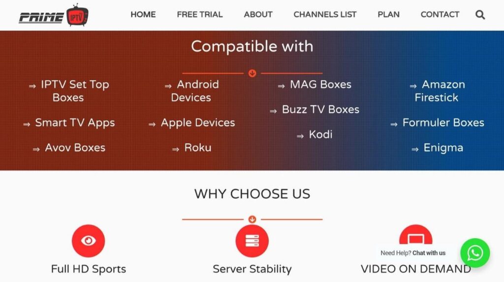 Prime IPTV page