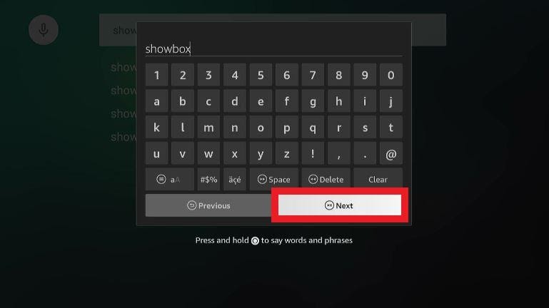 Search and type ShowBox next