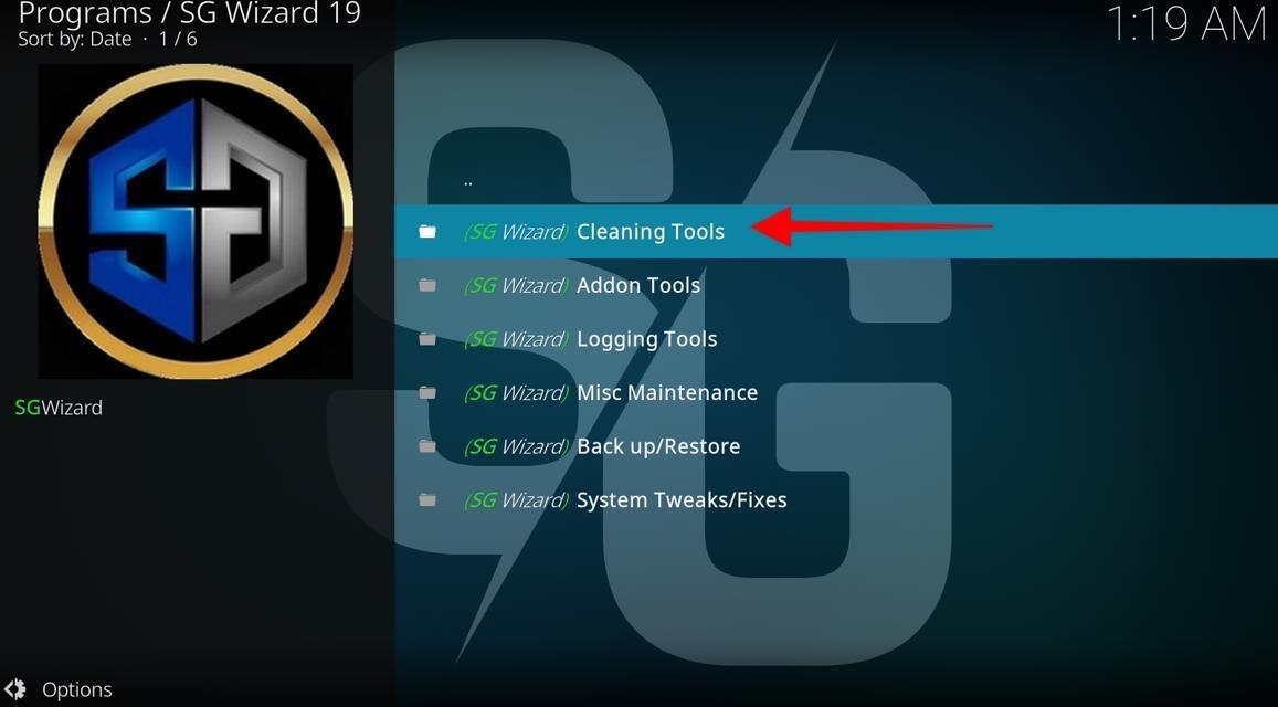 Select on the (SG Wizard) Cleaning Tools.