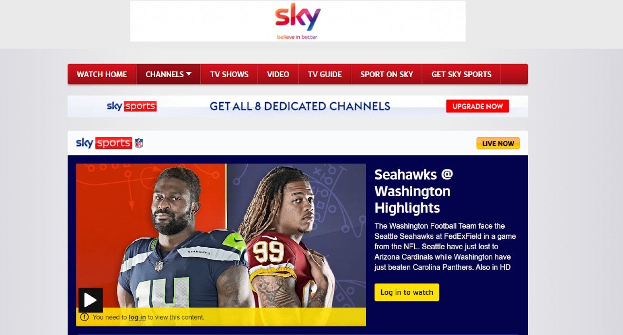 Sky Go interface