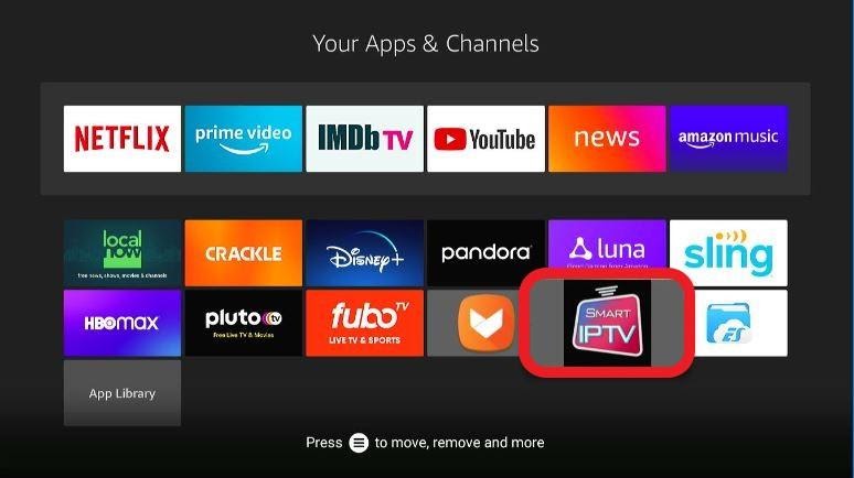 Smart IPTV highlighted in the Apps & Channels section on Firestick