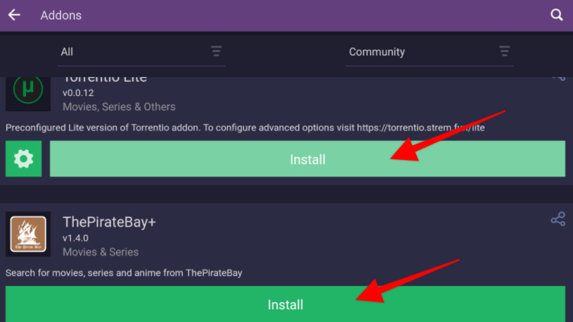 Stremio Community add-ons, download and install multiple addons simultaneously