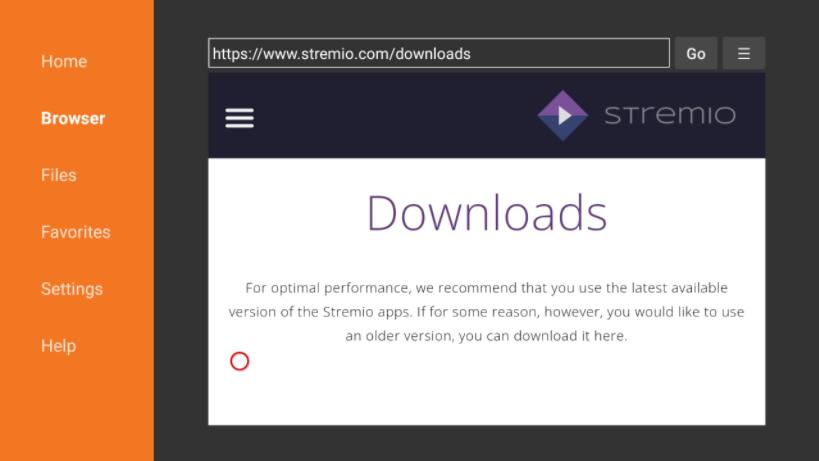 Stremio app, the main downloads page with multiple APKs