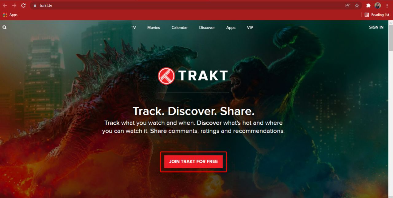 Trakt Homepage