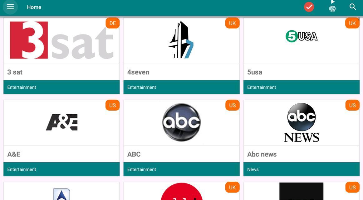 Tvtap App Homescreen