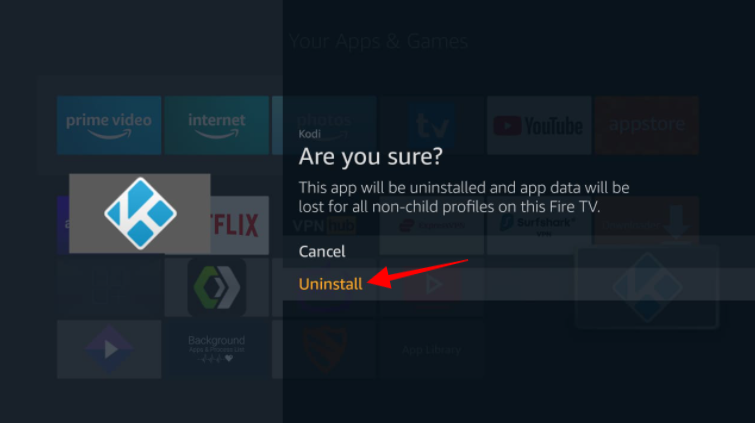 kodi unistall confirmation