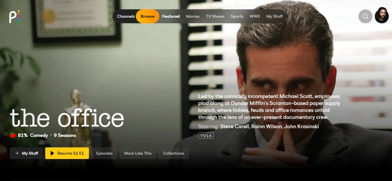 A screenshot of The Office TV series on Peacock TV