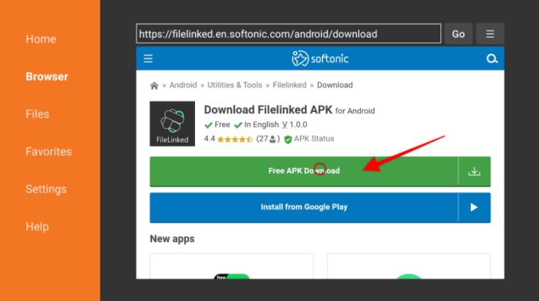 Downloader Browser Download Filelinked APK highlighted