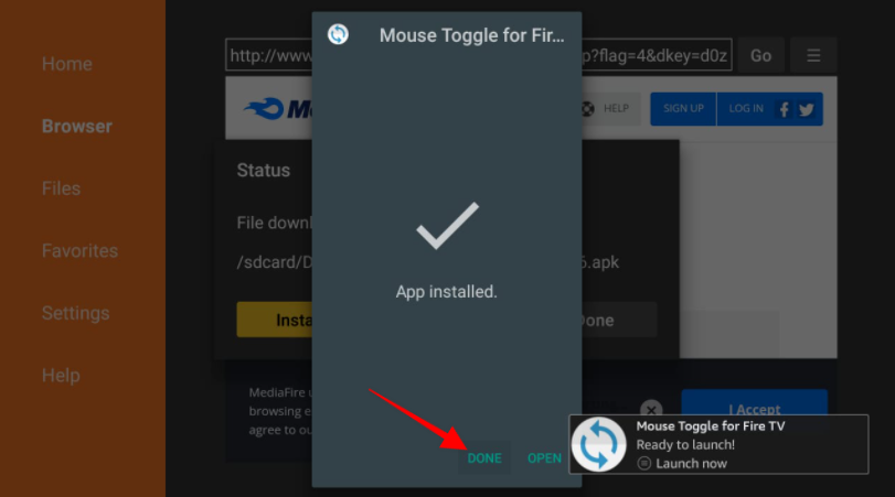 Install the Mouse Toggle app and finish the installation process