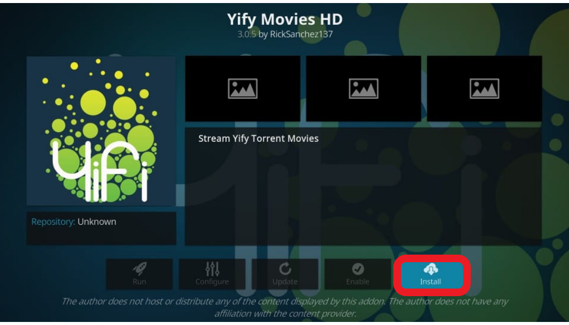 Install yify