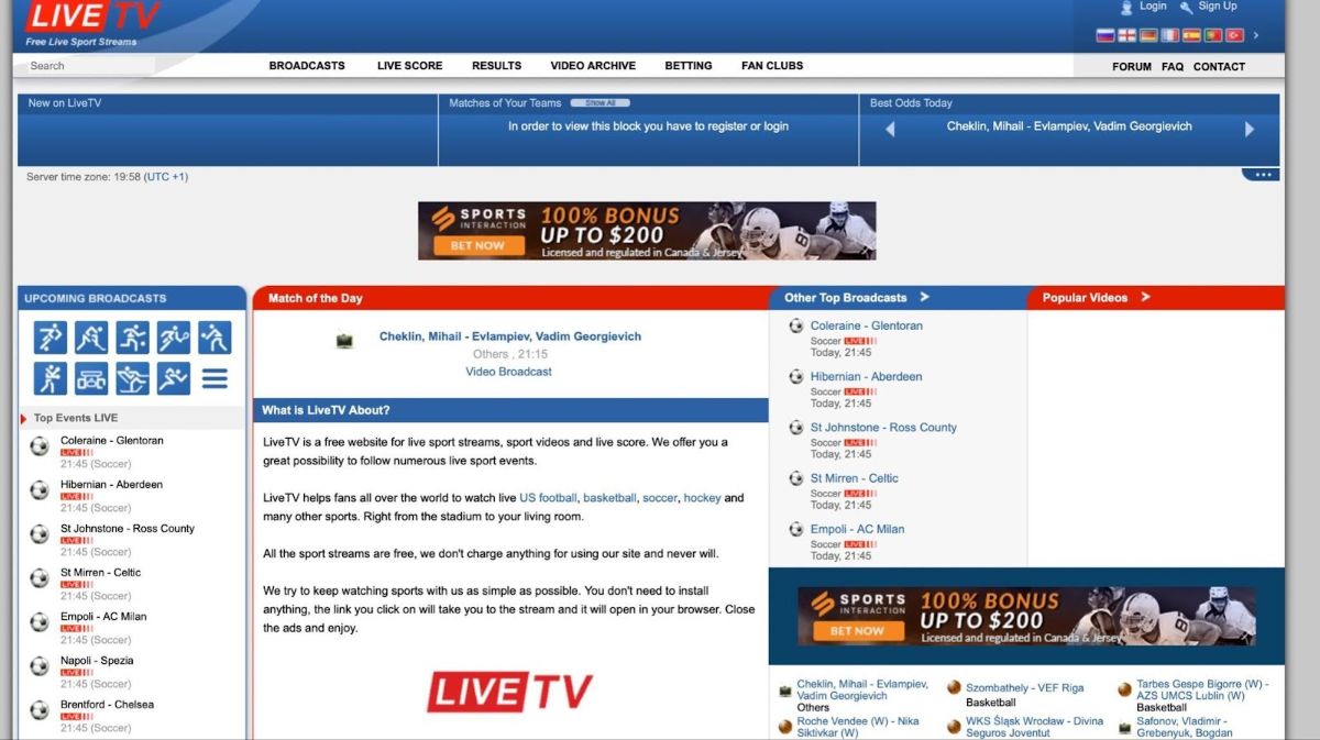 LiveTV website