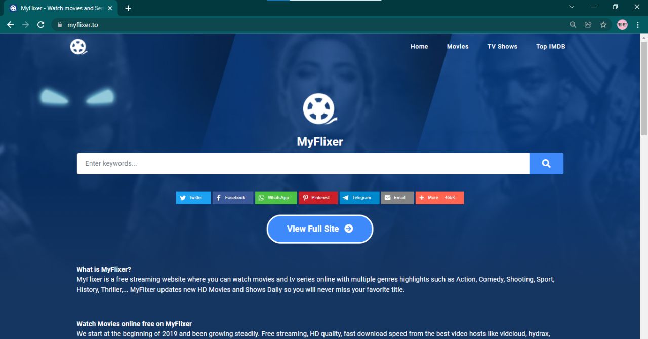 Myflixer Homepage