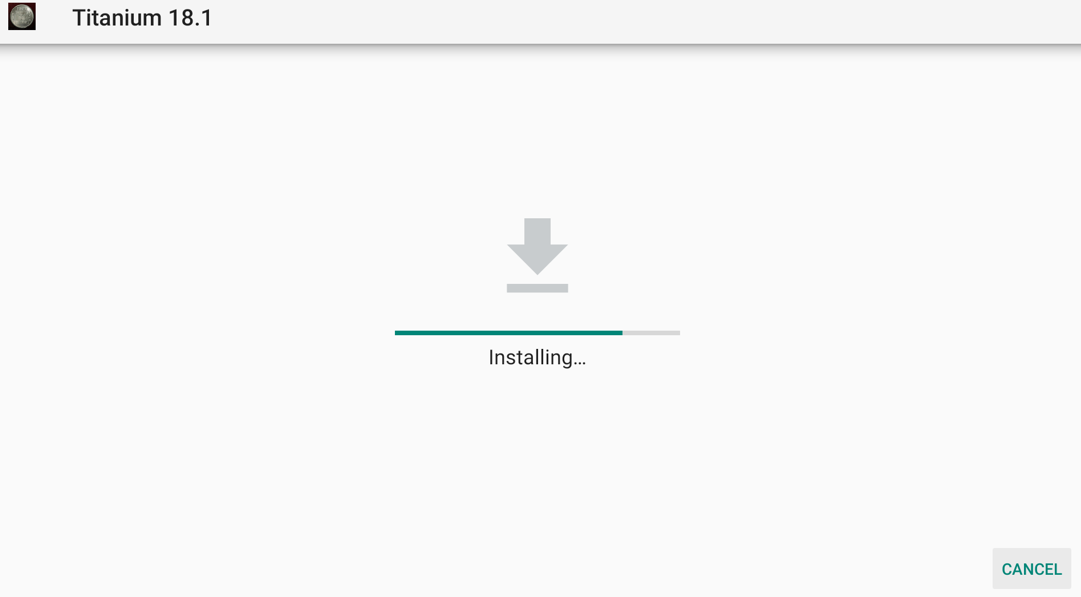 Titanium 18.1 APK app installing status
