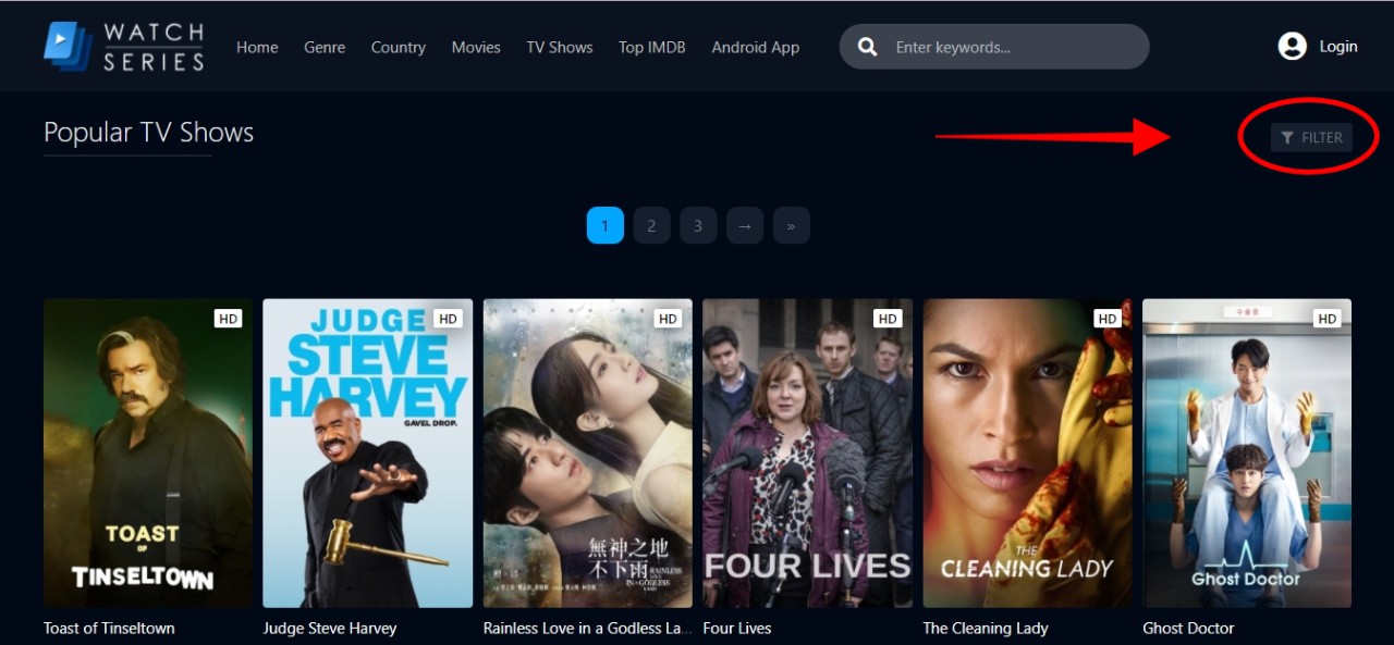 a screenshot of WatchSeries Popular TV Shows webpage