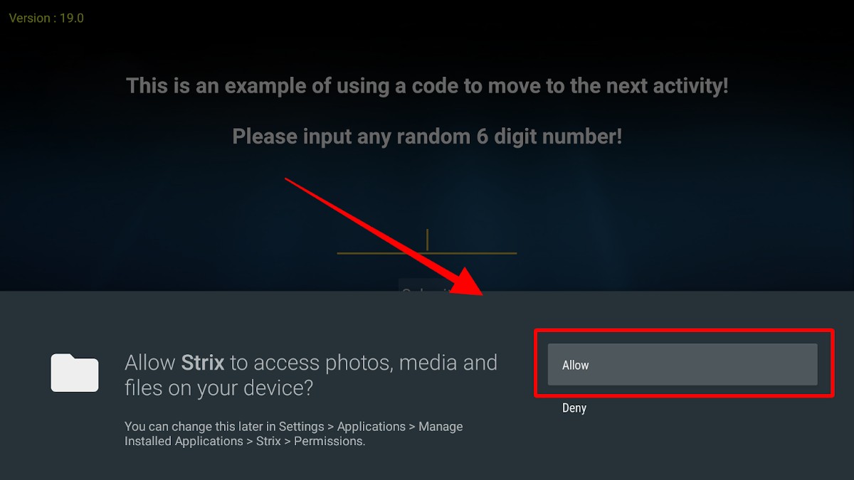 Allow Strix to access photos, media and files on your device