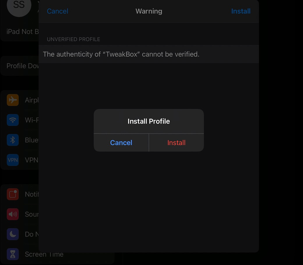 Click Install Tweakbox Profile
