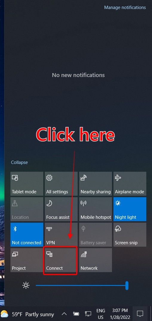 Click the ‘Connect’ icon on your PC