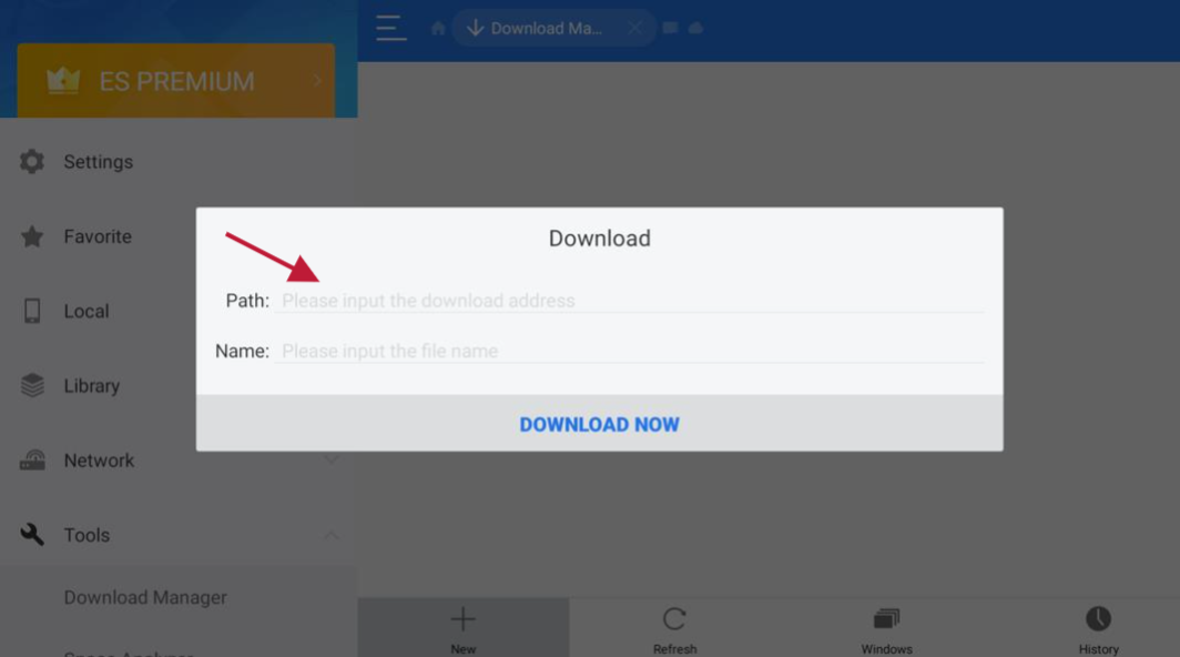 Download dialogue box Es File Explorer