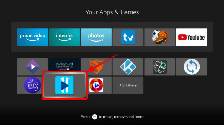 Firestick Your Apps & Games screen, Oreo TV app highlited