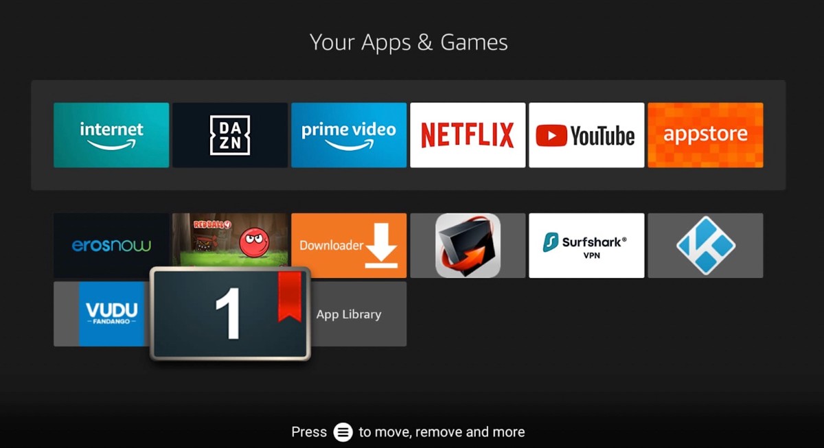 Firestick Your Apps and Games window, the Bookmarker app highlighted