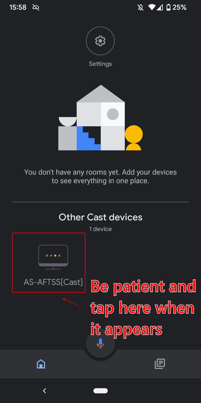 Google Home home screen, select AS-AFTSS[Cast]