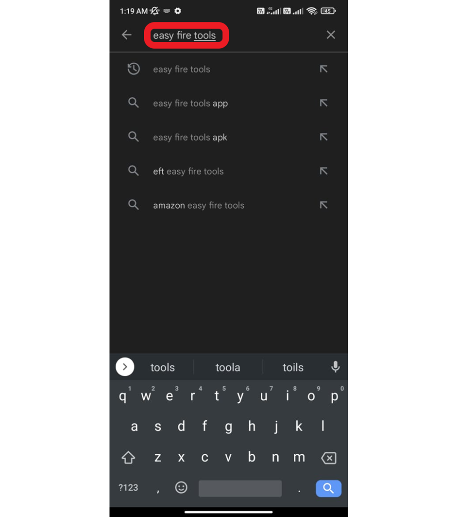 Google Play Store on your Android device, type Easy Fire Tools