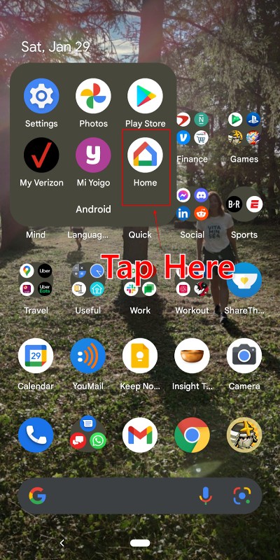 In Android device open the Google Home application