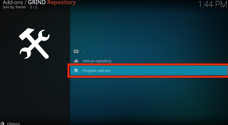 Kodi Grand repository, Program add-ons highlighted