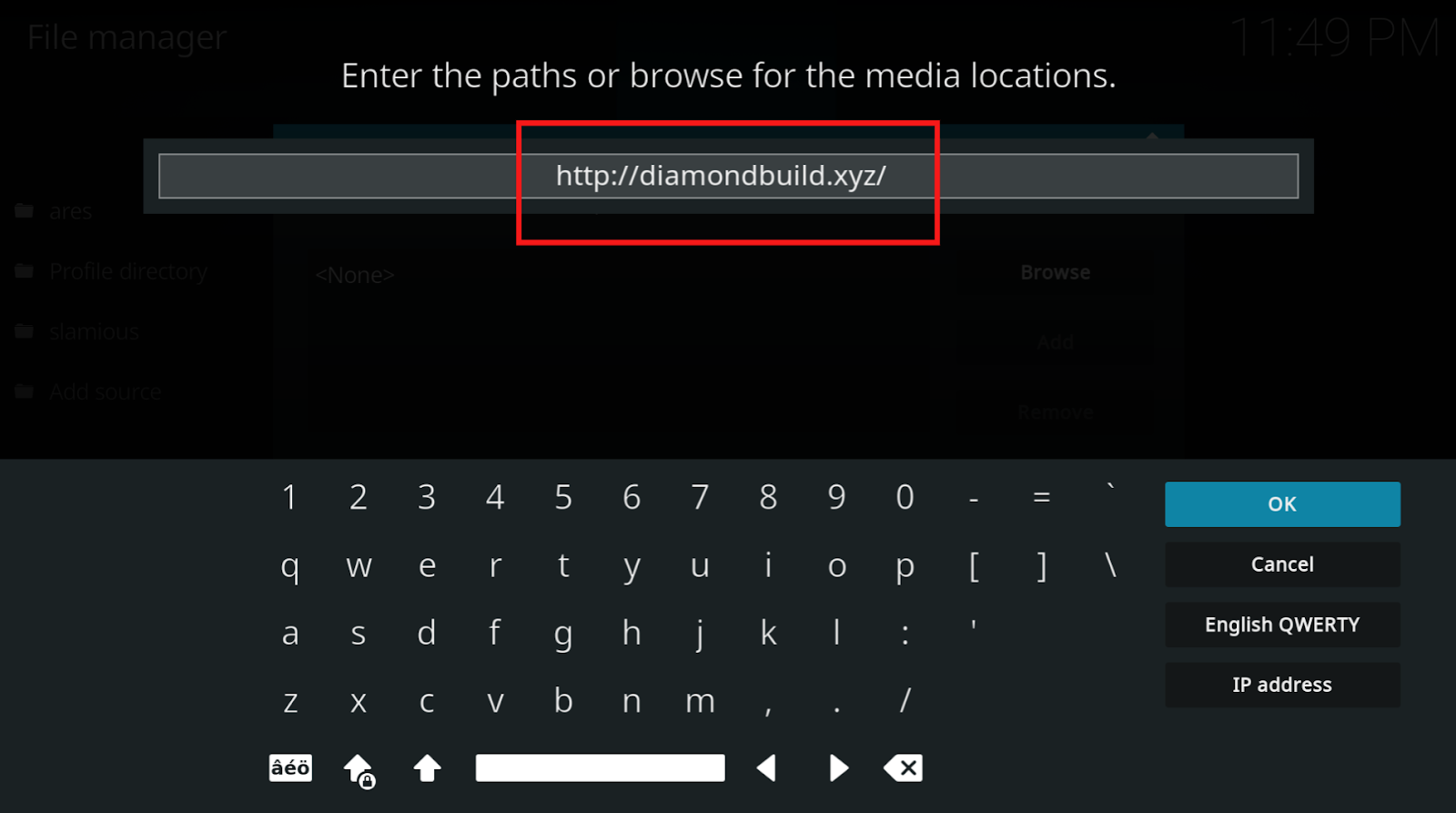 Kodi keypad enter the paths or browser enter this diamondbuild.xyz for the media location