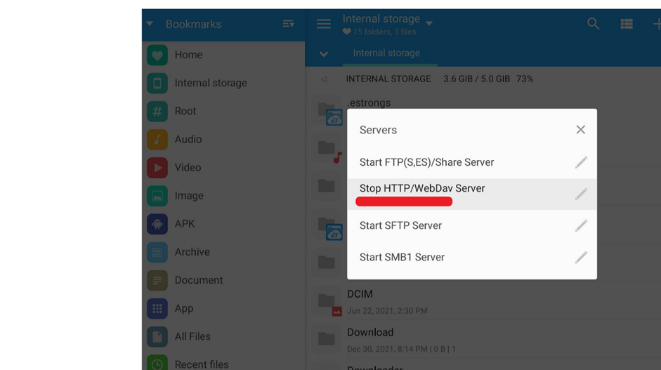 MiXplorer app download 'Start HTTP WebDav Server'