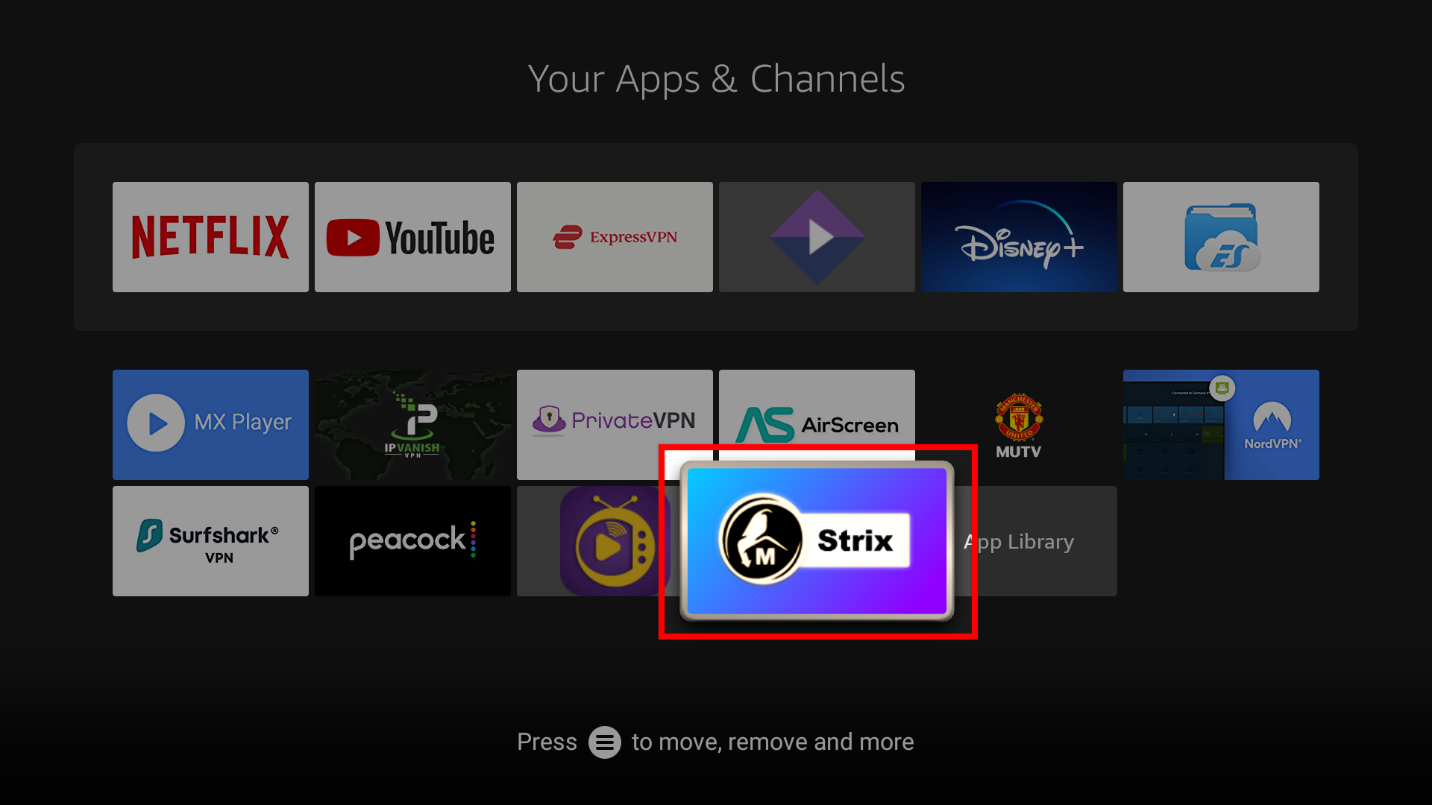 Opening Strix from the app library