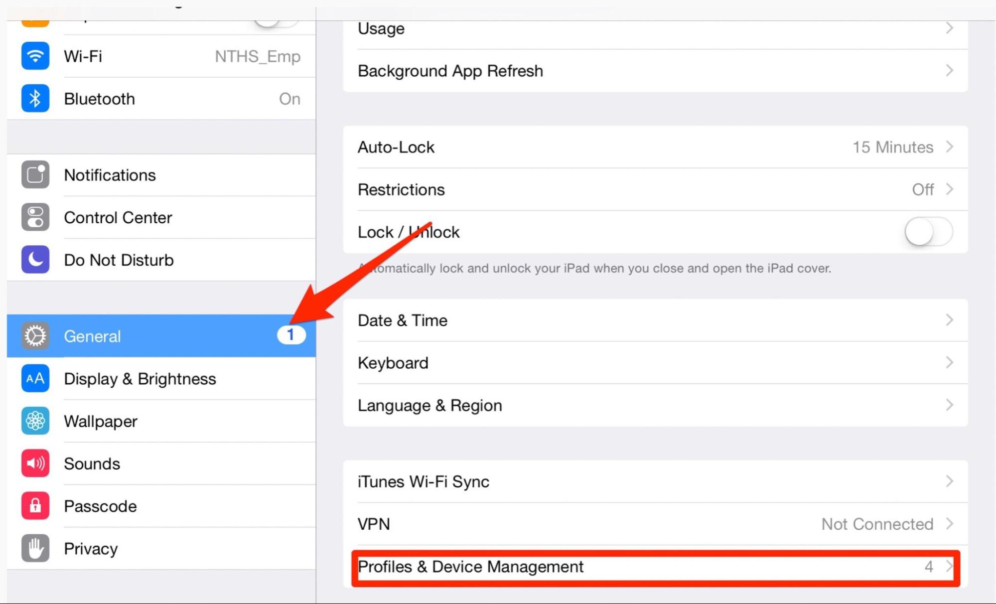 Profiles & Device Management Setting