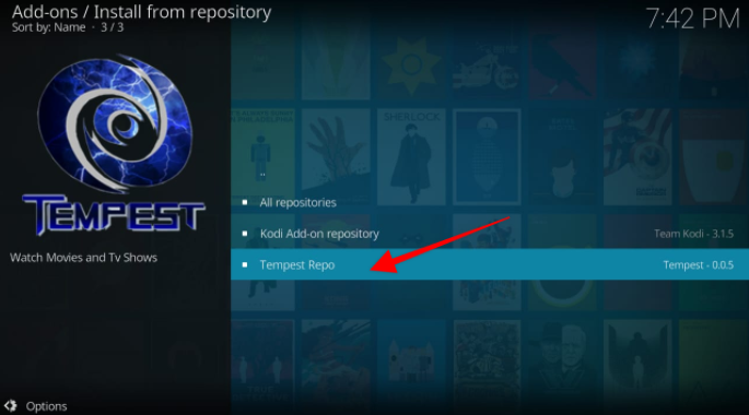 Select the Tempest Repo