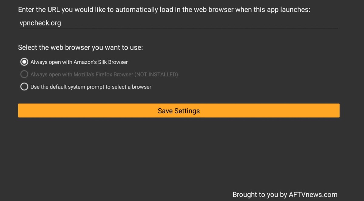 The Bookmarker app asking to select a browser