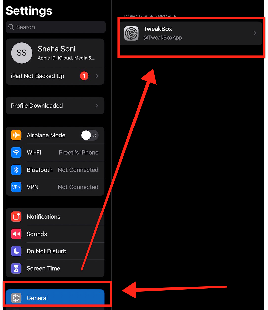 Tweakbox in Iphone Setting