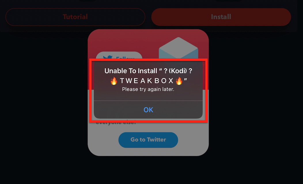 Unable to Install Popup Tweakbox