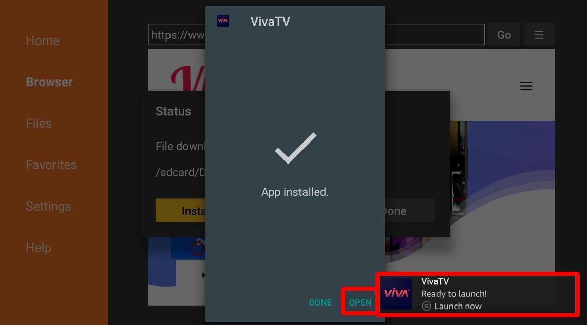 Vivo Tv app Installed Message