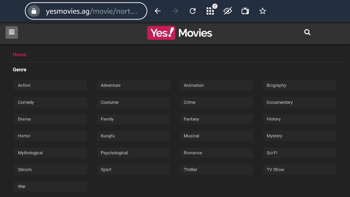 YesMovies Dashboard Genre options