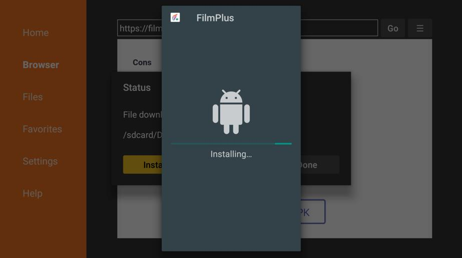 Installing status filmplus