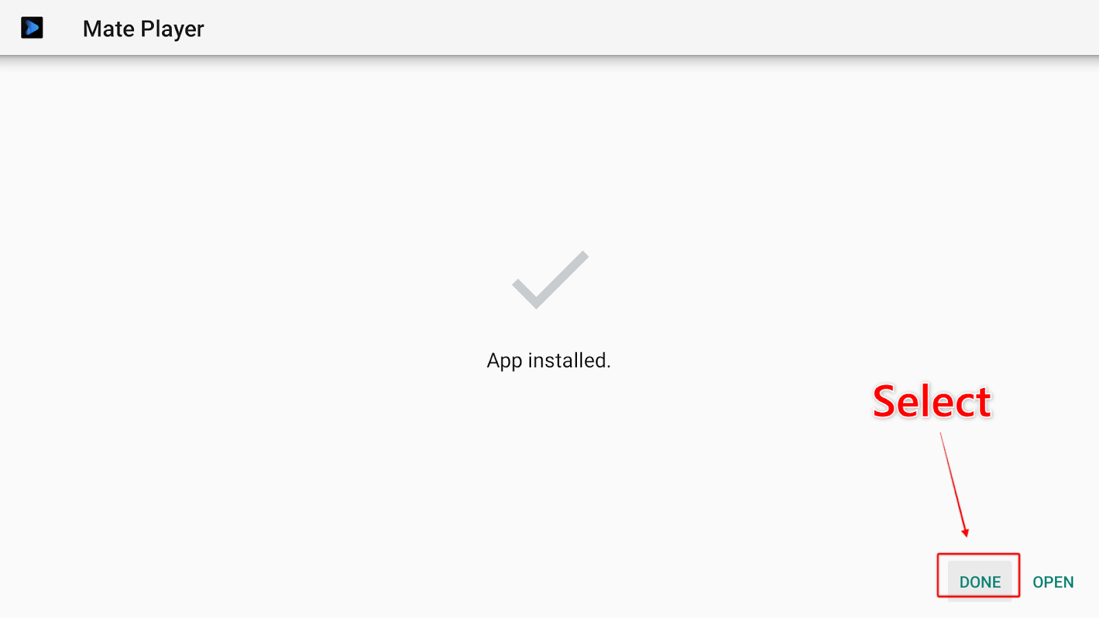 Mate Player screen with the Done button highlighted