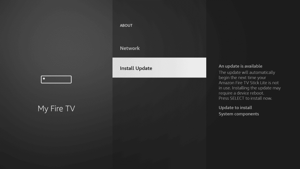 My Fire TV Install Updates highlighted