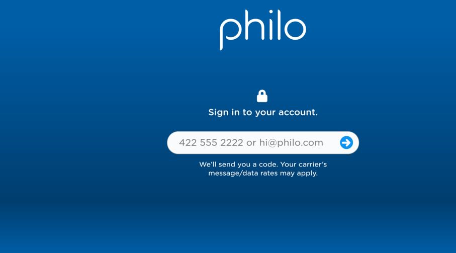 Philo sign in to the live TV provider for integrating within Stremium